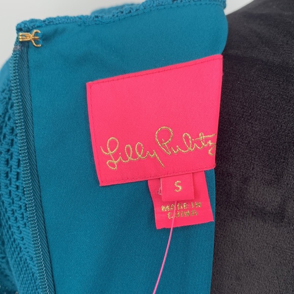 NWT Lilly Pulitzer Dress size Small Tiki Wrap Ruffle Tidal lace teal - Picture 9 of 11